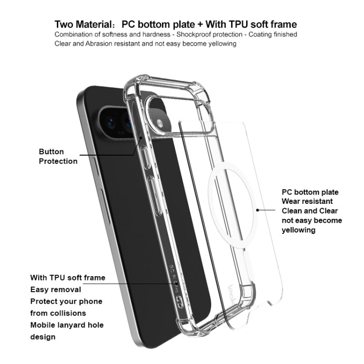 For Google Pixel 9 / 9 Pro IMAK Space Shield PC + TPU Airbag Shockproof MagSafe Phone Case(Transparent) - Google Cases by imak | Online Shopping UK | buy2fix