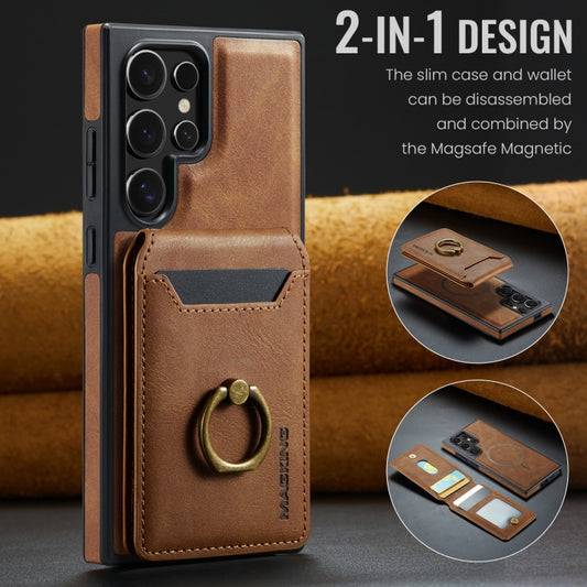 For Samsung Galaxy S24 Ultra 5G MAGKING K1 MagSafe Detachable Wallet RFID Back Cover Phone Case(Brown) by MAGKING