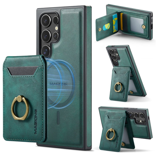 For Samsung Galaxy S24 Ultra 5G MAGKING K1 MagSafe Detachable Wallet RFID Back Cover Phone Case(Green)
