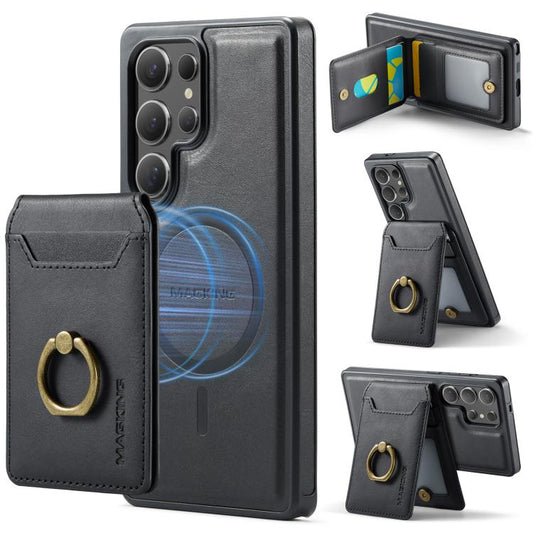 For Samsung Galaxy S25 Ultra 5G MAGKING K1 MagSafe Detachable Wallet RFID Back Cover Phone Case(Black) - Galaxy S25 Ultra 5G Cases by MAGKING | Online Shopping UK | buy2fix