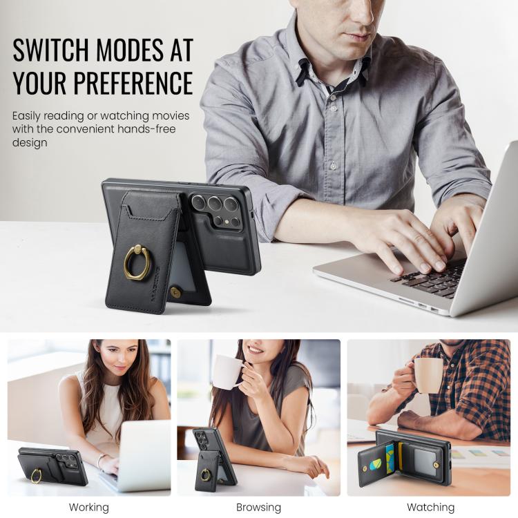 For Samsung Galaxy S25 Ultra 5G MAGKING K1 MagSafe Detachable Wallet RFID Back Cover Phone Case(Black) - Galaxy S25 Ultra 5G Cases by MAGKING | Online Shopping UK | buy2fix