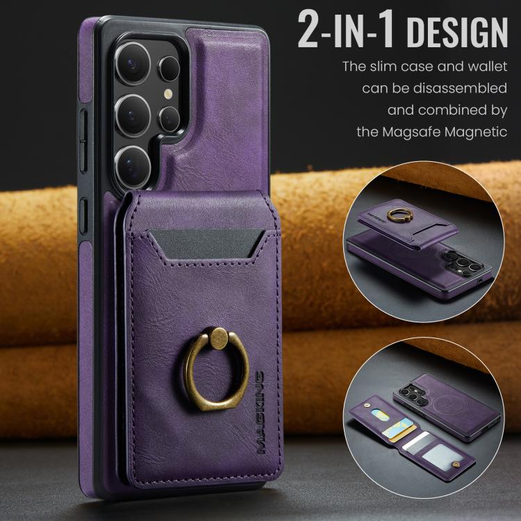 For Samsung Galaxy S25 Ultra 5G MAGKING K1 MagSafe Detachable Wallet RFID Back Cover Phone Case(Purple) - Galaxy S25 Ultra 5G Cases by MAGKING | Online Shopping UK | buy2fix