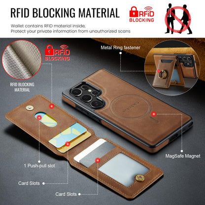 For Samsung Galaxy S25 Ultra 5G MAGKING K1 MagSafe Detachable Wallet RFID Back Cover Phone Case(Brown) - Galaxy S25 Ultra 5G Cases by MAGKING | Online Shopping UK | buy2fix