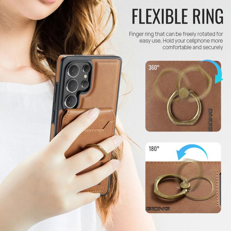 For Samsung Galaxy S25 Ultra 5G MAGKING K1 MagSafe Detachable Wallet RFID Back Cover Phone Case(Brown) - Galaxy S25 Ultra 5G Cases by MAGKING | Online Shopping UK | buy2fix