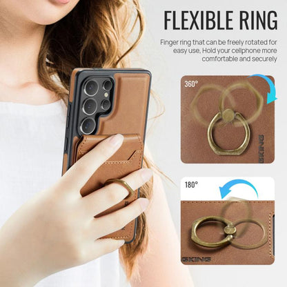 For Samsung Galaxy S25 Ultra 5G MAGKING K1 MagSafe Detachable Wallet RFID Back Cover Phone Case(Brown) - Galaxy S25 Ultra 5G Cases by MAGKING | Online Shopping UK | buy2fix