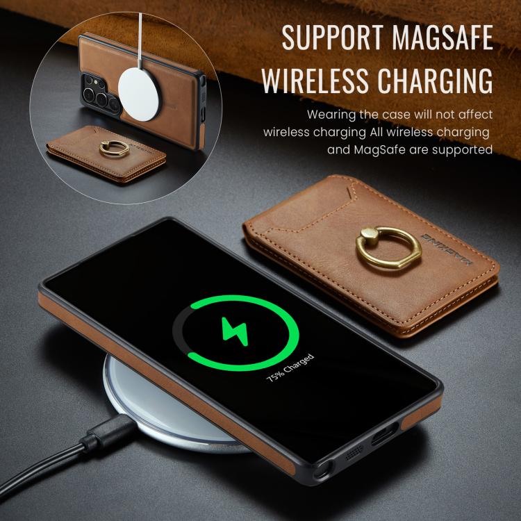 For Samsung Galaxy S25 Ultra 5G MAGKING K1 MagSafe Detachable Wallet RFID Back Cover Phone Case(Brown) - Galaxy S25 Ultra 5G Cases by MAGKING | Online Shopping UK | buy2fix