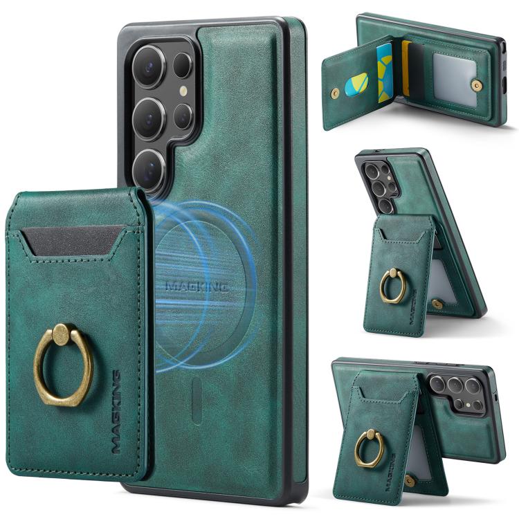 For Samsung Galaxy S25 Ultra 5G MAGKING K1 MagSafe Detachable Wallet RFID Back Cover Phone Case(Green) - Galaxy S25 Ultra 5G Cases by MAGKING | Online Shopping UK | buy2fix
