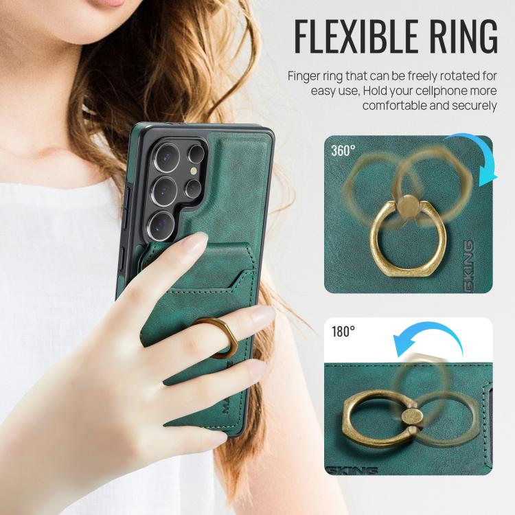 For Samsung Galaxy S25 Ultra 5G MAGKING K1 MagSafe Detachable Wallet RFID Back Cover Phone Case(Green) - Galaxy S25 Ultra 5G Cases by MAGKING | Online Shopping UK | buy2fix