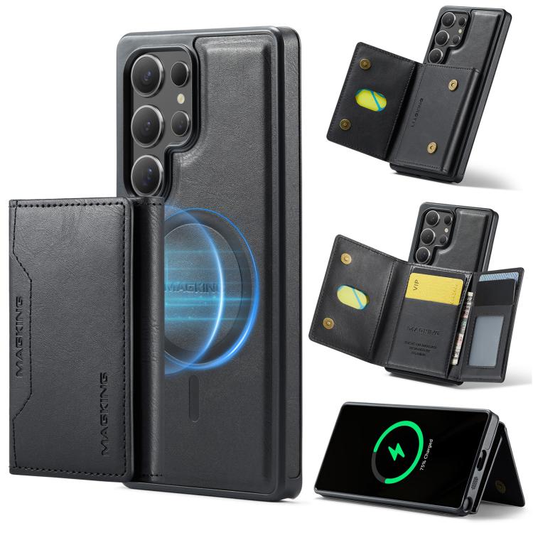 For Samsung Galaxy S25 Ultra 5G MAGKING K2 Series MagSafe RFID Card Bag Detachable Phone Case(Black) - Galaxy S25 Ultra 5G Cases by MAGKING | Online Shopping UK | buy2fix
