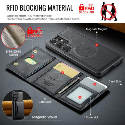 For Samsung Galaxy S25 Ultra 5G MAGKING K2 Series MagSafe RFID Card Bag Detachable Phone Case(Black) - Galaxy S25 Ultra 5G Cases by MAGKING | Online Shopping UK | buy2fix