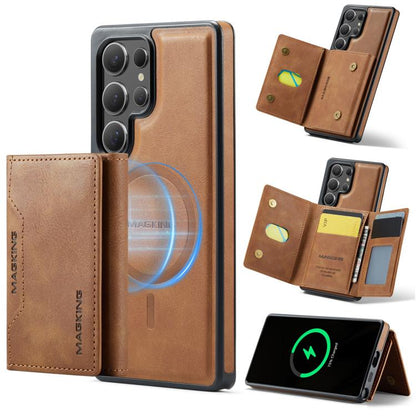 For Samsung Galaxy S25 Ultra 5G MAGKING K2 Series MagSafe RFID Card Bag Detachable Phone Case(Brown) - Galaxy S25 Ultra 5G Cases by MAGKING | Online Shopping UK | buy2fix