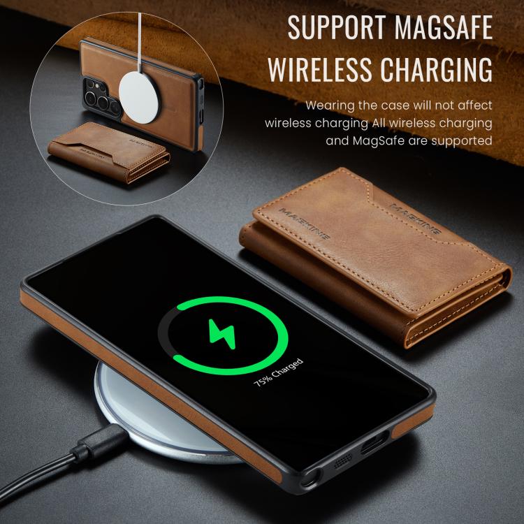 For Samsung Galaxy S25 Ultra 5G MAGKING K2 Series MagSafe RFID Card Bag Detachable Phone Case(Brown) - Galaxy S25 Ultra 5G Cases by MAGKING | Online Shopping UK | buy2fix
