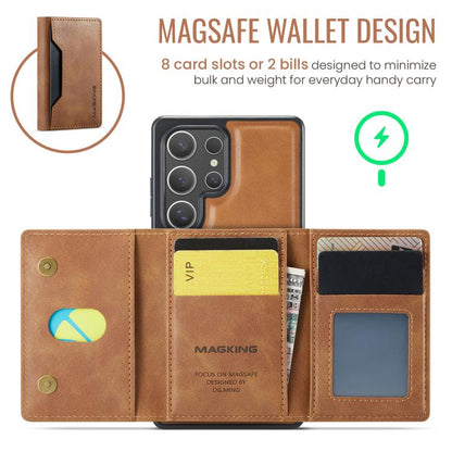 For Samsung Galaxy S25 Ultra 5G MAGKING K2 Series MagSafe RFID Card Bag Detachable Phone Case(Brown) - Galaxy S25 Ultra 5G Cases by MAGKING | Online Shopping UK | buy2fix