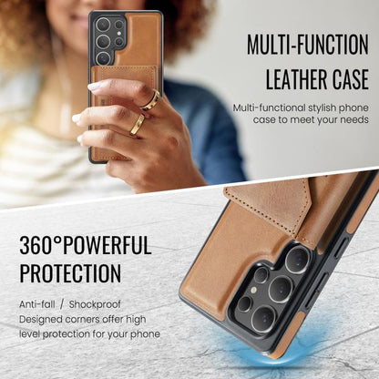 For Samsung Galaxy S25 Ultra 5G MAGKING K2 Series MagSafe RFID Card Bag Detachable Phone Case(Brown) - Galaxy S25 Ultra 5G Cases by MAGKING | Online Shopping UK | buy2fix