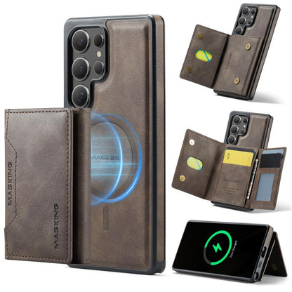 For Samsung Galaxy S25 Ultra 5G MAGKING K2 Series MagSafe RFID Card Bag Detachable Phone Case(Coffee) - Galaxy S25 Ultra 5G Cases by MAGKING | Online Shopping UK | buy2fix