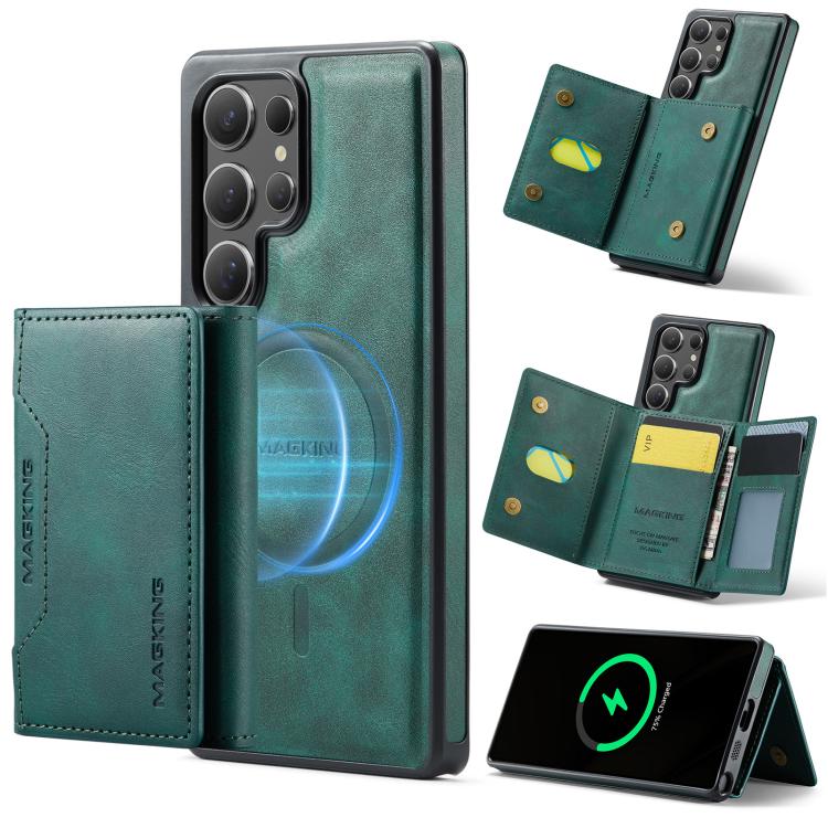 For Samsung Galaxy S25 Ultra 5G MAGKING K2 Series MagSafe RFID Card Bag Detachable Phone Case(Green) - Galaxy S25 Ultra 5G Cases by MAGKING | Online Shopping UK | buy2fix