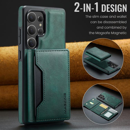 For Samsung Galaxy S25 Ultra 5G MAGKING K2 Series MagSafe RFID Card Bag Detachable Phone Case(Green) - Galaxy S25 Ultra 5G Cases by MAGKING | Online Shopping UK | buy2fix