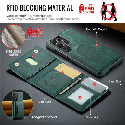 For Samsung Galaxy S25 Ultra 5G MAGKING K2 Series MagSafe RFID Card Bag Detachable Phone Case(Green) - Galaxy S25 Ultra 5G Cases by MAGKING | Online Shopping UK | buy2fix