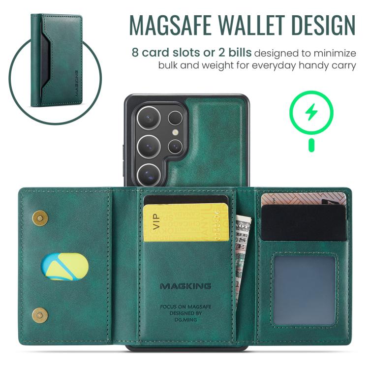 For Samsung Galaxy S25 Ultra 5G MAGKING K2 Series MagSafe RFID Card Bag Detachable Phone Case(Green) - Galaxy S25 Ultra 5G Cases by MAGKING | Online Shopping UK | buy2fix