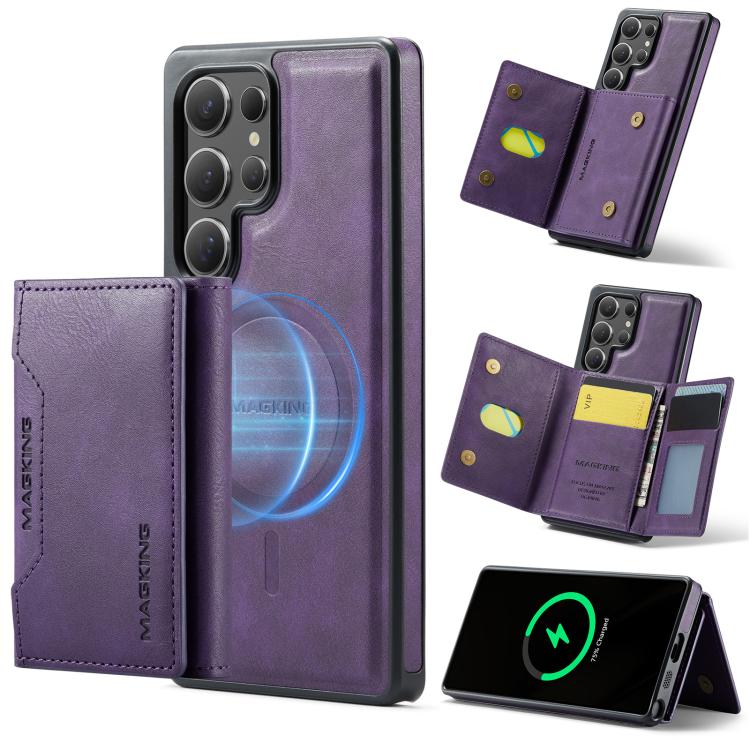 For Samsung Galaxy S25 Ultra 5G MAGKING K2 Series MagSafe RFID Card Bag Detachable Phone Case(Purple) - Galaxy S25 Ultra 5G Cases by MAGKING | Online Shopping UK | buy2fix