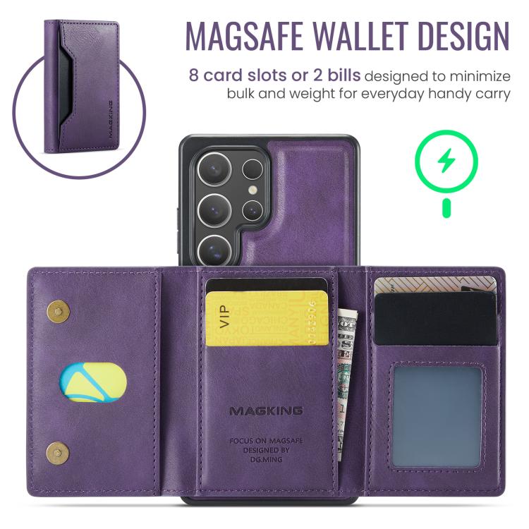 For Samsung Galaxy S25 Ultra 5G MAGKING K2 Series MagSafe RFID Card Bag Detachable Phone Case(Purple) - Galaxy S25 Ultra 5G Cases by MAGKING | Online Shopping UK | buy2fix