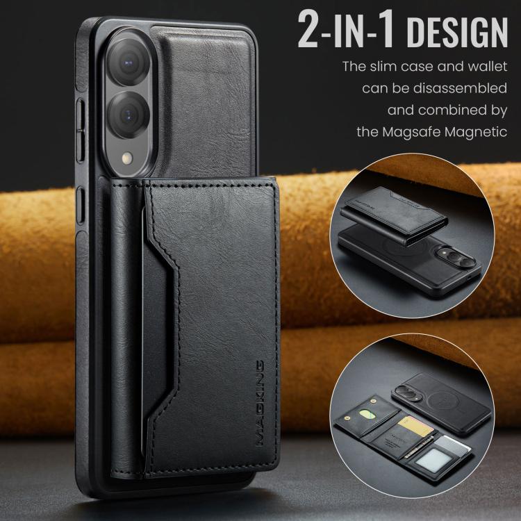 For Samsung Galaxy S25 Edge 5G MAGKING K2 Series MagSafe RFID Card Bag Detachable Phone Case(Black) - Galaxy S25 Edge 5G Cases by MAGKING | Online Shopping UK | buy2fix