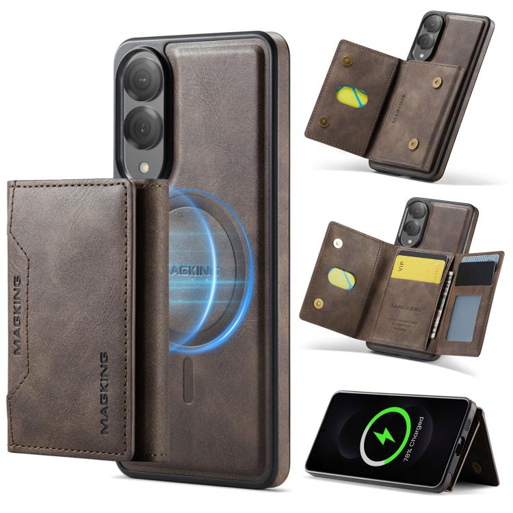 For Samsung Galaxy S25 Edge 5G MAGKING K2 Series MagSafe RFID Card Bag Detachable Phone Case(Coffee) - Galaxy S25 Edge 5G Cases by MAGKING | Online Shopping UK | buy2fix