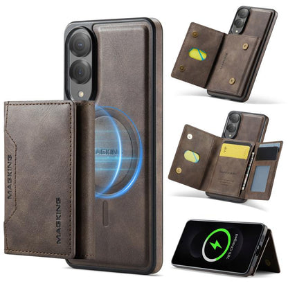 For Samsung Galaxy S25 Edge 5G MAGKING K2 Series MagSafe RFID Card Bag Detachable Phone Case(Coffee) - Galaxy S25 Edge 5G Cases by MAGKING | Online Shopping UK | buy2fix