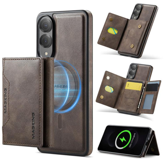 For Samsung Galaxy S25 Edge 5G MAGKING K2 Series MagSafe RFID Card Bag Detachable Phone Case(Coffee) - Galaxy S25 Edge 5G Cases by MAGKING | Online Shopping UK | buy2fix