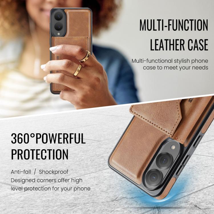 For Samsung Galaxy S25 Edge 5G MAGKING K2 Series MagSafe RFID Card Bag Detachable Phone Case(Coffee) - Galaxy S25 Edge 5G Cases by MAGKING | Online Shopping UK | buy2fix