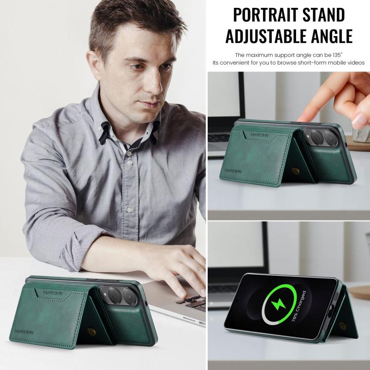 For Samsung Galaxy S25 Edge 5G MAGKING K2 Series MagSafe RFID Card Bag Detachable Phone Case(Green) - Galaxy S25 Edge 5G Cases by MAGKING | Online Shopping UK | buy2fix