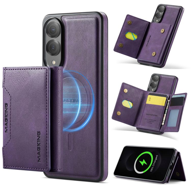For Samsung Galaxy S25 Edge 5G MAGKING K2 Series MagSafe RFID Card Bag Detachable Phone Case(Purple) - Galaxy S25 Edge 5G Cases by MAGKING | Online Shopping UK | buy2fix