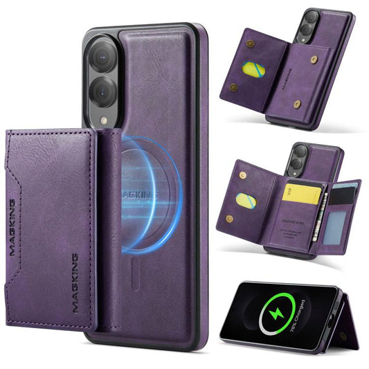 For Samsung Galaxy S25 Edge 5G MAGKING K2 Series MagSafe RFID Card Bag Detachable Phone Case(Purple) - Galaxy S25 Edge 5G Cases by MAGKING | Online Shopping UK | buy2fix