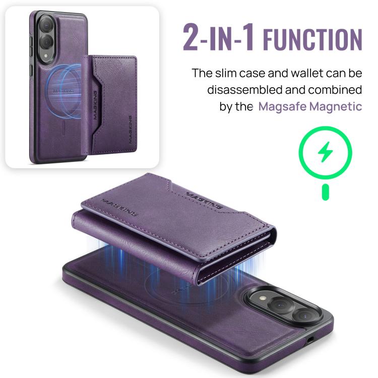 For Samsung Galaxy S25 Edge 5G MAGKING K2 Series MagSafe RFID Card Bag Detachable Phone Case(Purple) - Galaxy S25 Edge 5G Cases by MAGKING | Online Shopping UK | buy2fix