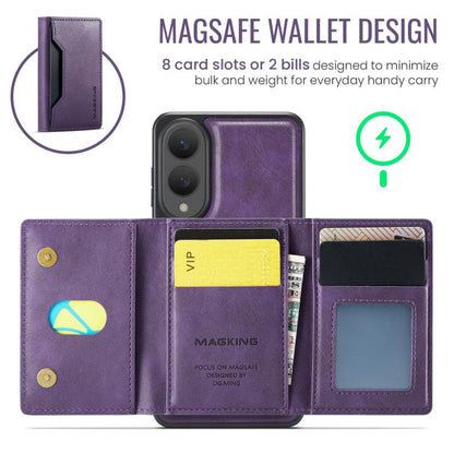 For Samsung Galaxy S25 Edge 5G MAGKING K2 Series MagSafe RFID Card Bag Detachable Phone Case(Purple) - Galaxy S25 Edge 5G Cases by MAGKING | Online Shopping UK | buy2fix
