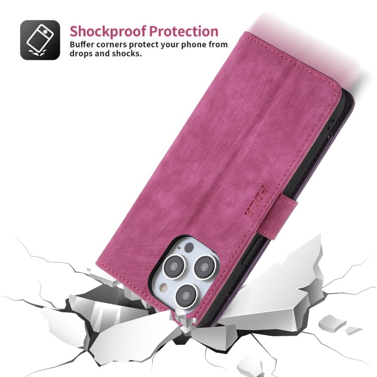 For iPhone 15 Pro POLA Dual-color Zipper Wallet RFID Leather Phone Case(Purple Pink) - iPhone 15 Pro Cases by POLA | Online Shopping UK | buy2fix