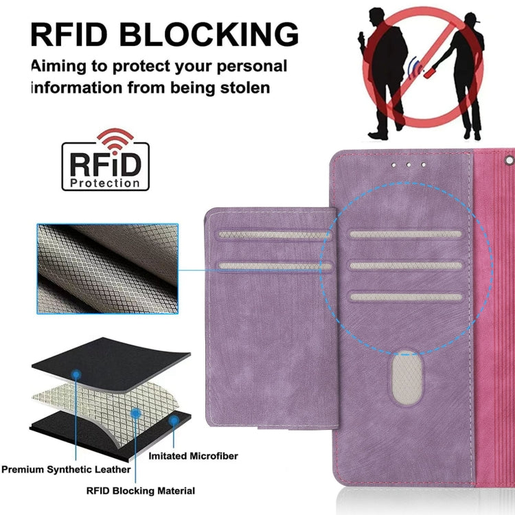 For iPhone 15 Pro POLA Dual-color Zipper Wallet RFID Leather Phone Case(Purple Pink) - iPhone 15 Pro Cases by POLA | Online Shopping UK | buy2fix