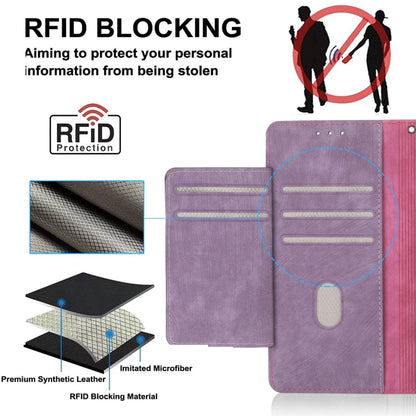 For iPhone 15 Pro POLA Dual-color Zipper Wallet RFID Leather Phone Case(Purple Pink) - iPhone 15 Pro Cases by POLA | Online Shopping UK | buy2fix