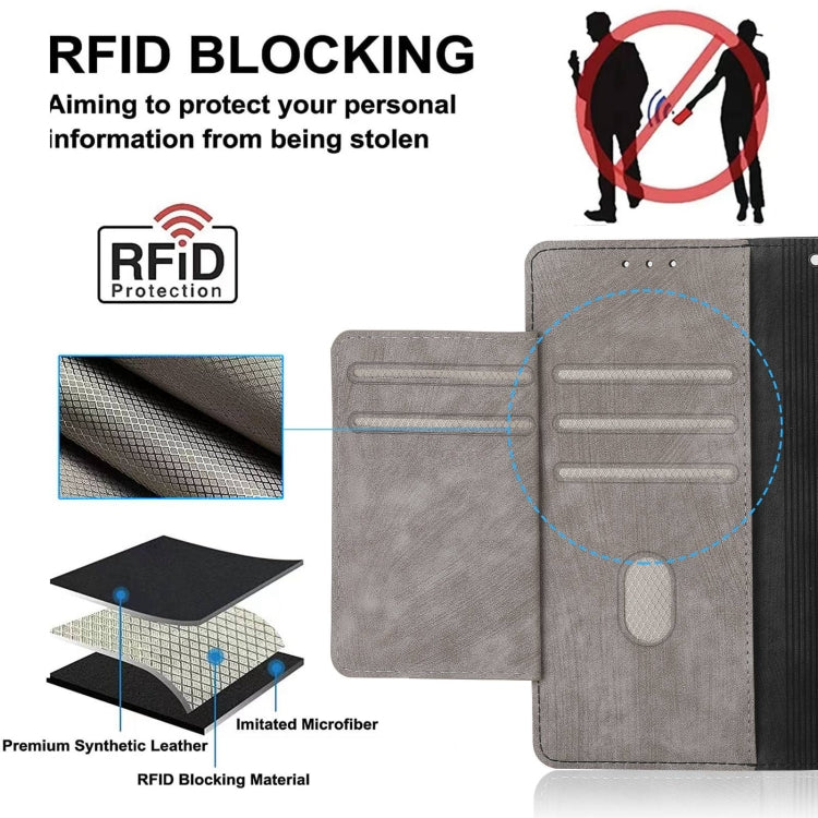For iPhone 15 Plus POLA Dual-color Zipper Wallet RFID Leather Phone Case(Grey Black) - iPhone 15 Plus Cases by POLA | Online Shopping UK | buy2fix