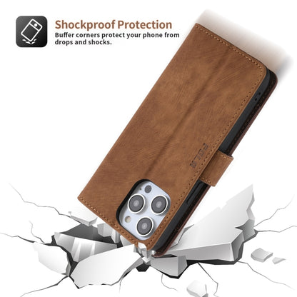 For iPhone 15 POLA Dual-color Zipper Wallet RFID Leather Phone Case(Burgundy Brown) - iPhone 15 Cases by POLA | Online Shopping UK | buy2fix