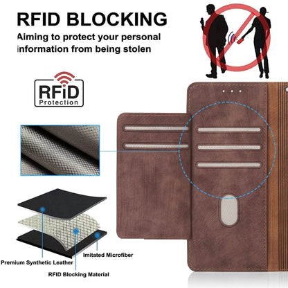 For iPhone 15 POLA Dual-color Zipper Wallet RFID Leather Phone Case(Burgundy Brown) - iPhone 15 Cases by POLA | Online Shopping UK | buy2fix