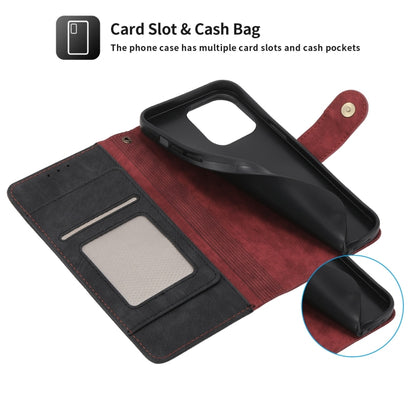 For iPhone 13 Pro Max POLA Dual-color Zipper Wallet RFID Leather Phone Case(Red Black) - iPhone 13 Pro Max Cases by POLA | Online Shopping UK | buy2fix