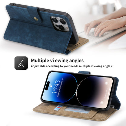 For iPhone 12 / 12 Pro POLA Dual-color Zipper Wallet RFID Leather Phone Case(Yellow Blue) - iPhone 12 / 12 Pro Cases by POLA | Online Shopping UK | buy2fix