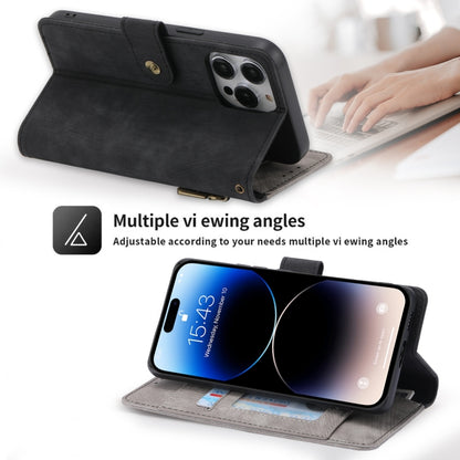 For iPhone 12 Pro Max POLA Dual-color Zipper Wallet RFID Leather Phone Case(Grey Black) - iPhone 12 Pro Max Cases by POLA | Online Shopping UK | buy2fix