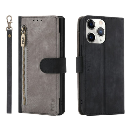 For iPhone 11 Pro Max POLA Dual-color Zipper Wallet RFID Leather Phone Case(Grey Black) - iPhone 11 Pro Max Cases by POLA | Online Shopping UK | buy2fix