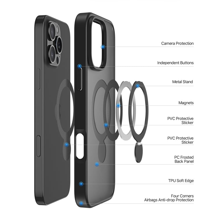 For iPhone 16 Pro Max DUX DUCIS Yind Series MagSafe TPU Hybrid PC Phone Case with Stand(Black) by DUX DUCIS