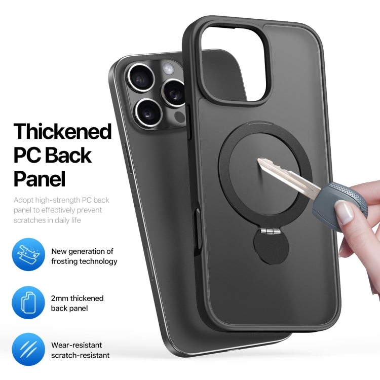 For iPhone 16 Pro Max DUX DUCIS Yind Series MagSafe TPU Hybrid PC Phone Case with Stand(Black) by DUX DUCIS