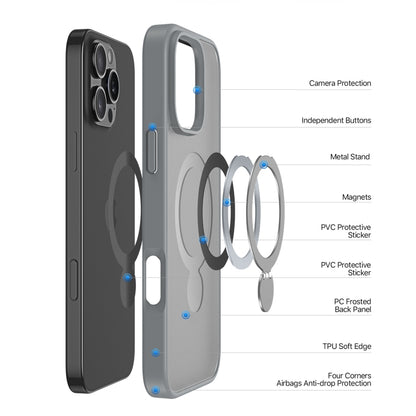 For iPhone 16 Pro Max DUX DUCIS Yind Series MagSafe TPU Hybrid PC Phone Case with Stand(Grey) by DUX DUCIS