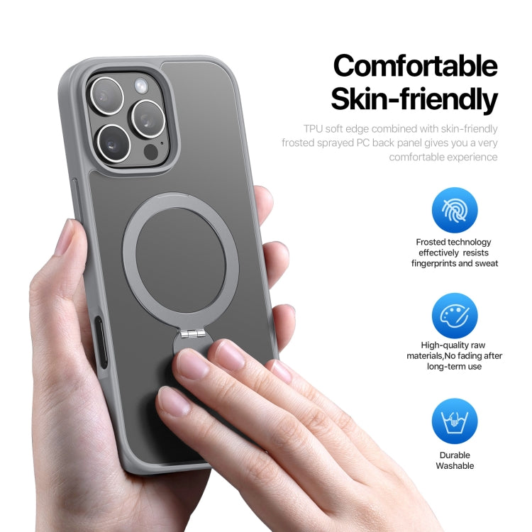 For iPhone 16 Pro Max DUX DUCIS Yind Series MagSafe TPU Hybrid PC Phone Case with Stand(Grey) by DUX DUCIS
