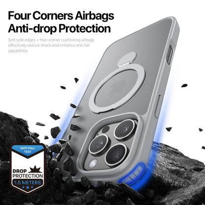 For iPhone 16 Pro Max DUX DUCIS Yind Series MagSafe TPU Hybrid PC Phone Case with Stand(Grey) by DUX DUCIS